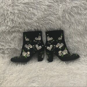 Floral Embroidered Ankle Boots